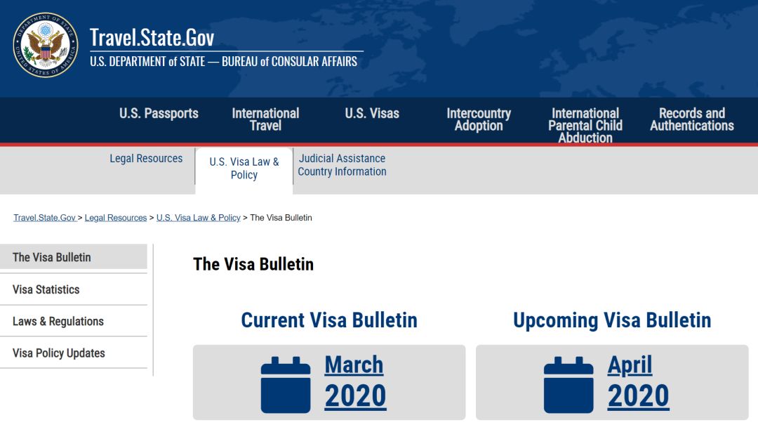 最新美國移民排期2020年4月